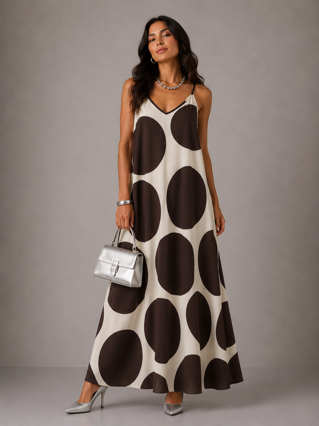 Vestito a Cerchi - Verde/Marrone