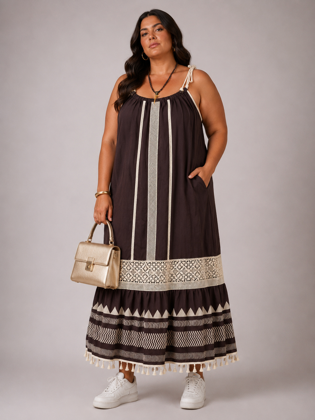 Vestito Positano Over - Beige/Marrone