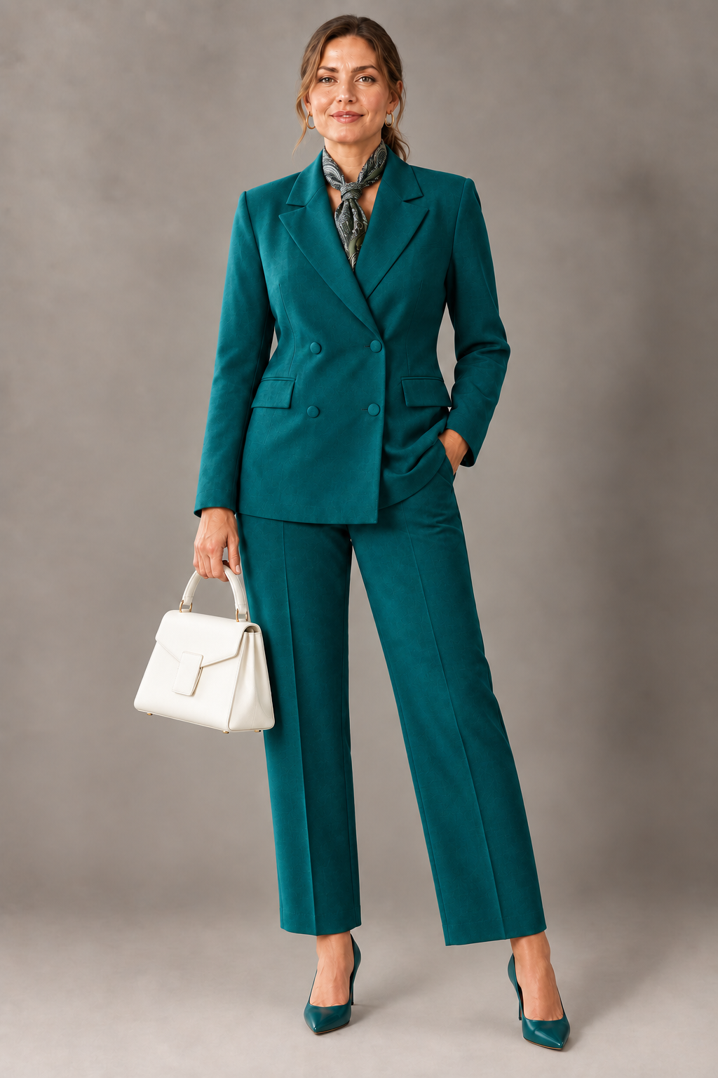 Tailleur con foulard - Petrolio
