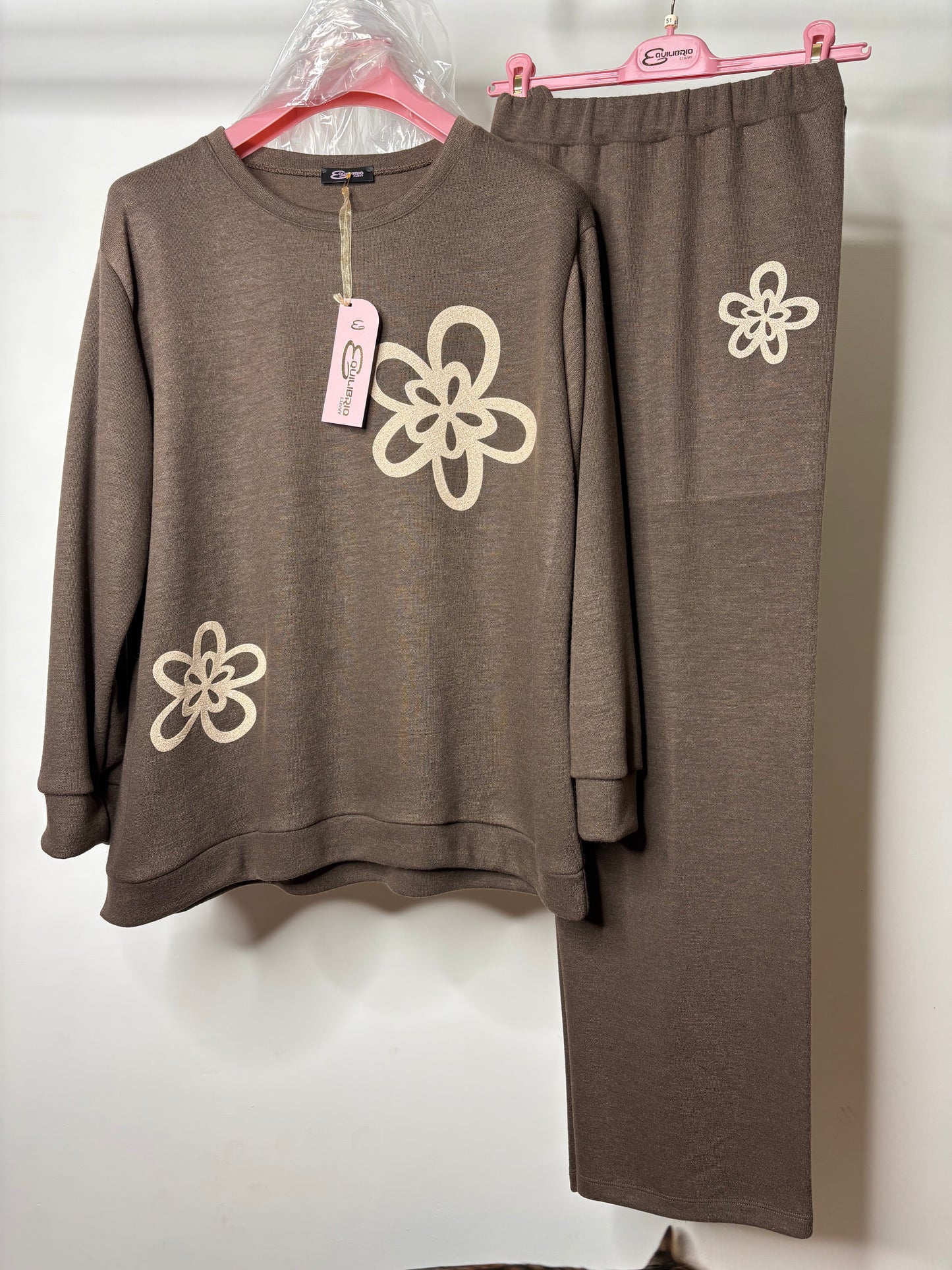 Completo Calibrato di Lana, Equilibrio - Bordeaux/Nero/Fango