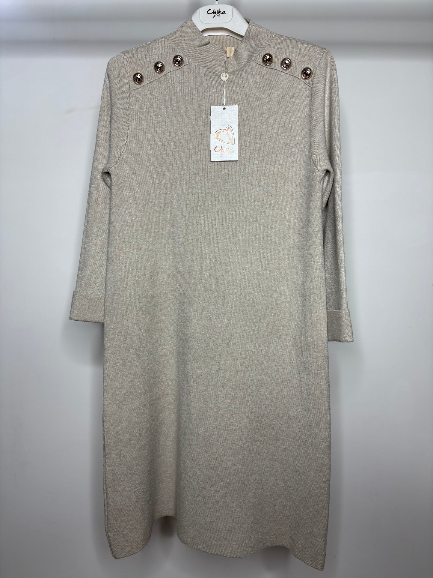 Vestito di Lana, Chika - Fango/Nero/Beige