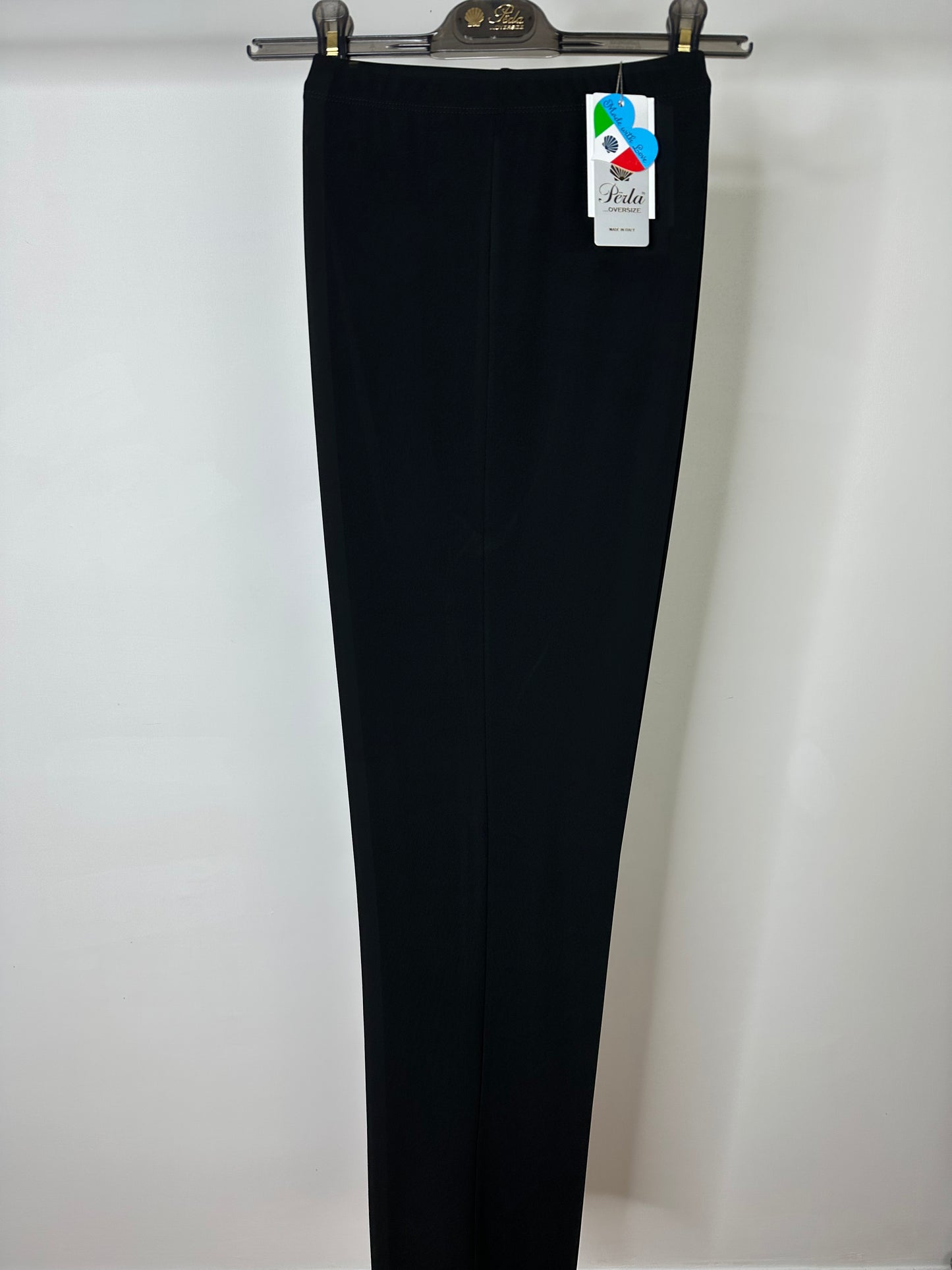 Pantaloni Calibrati di Viscosa, Perla - Nero/Blu