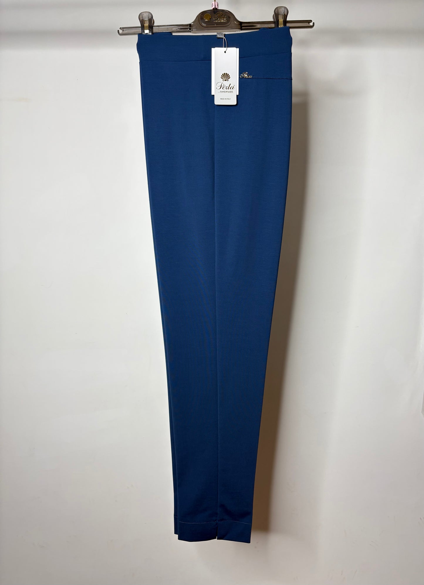 Pantaloni con Placchetta, Perla - Blu