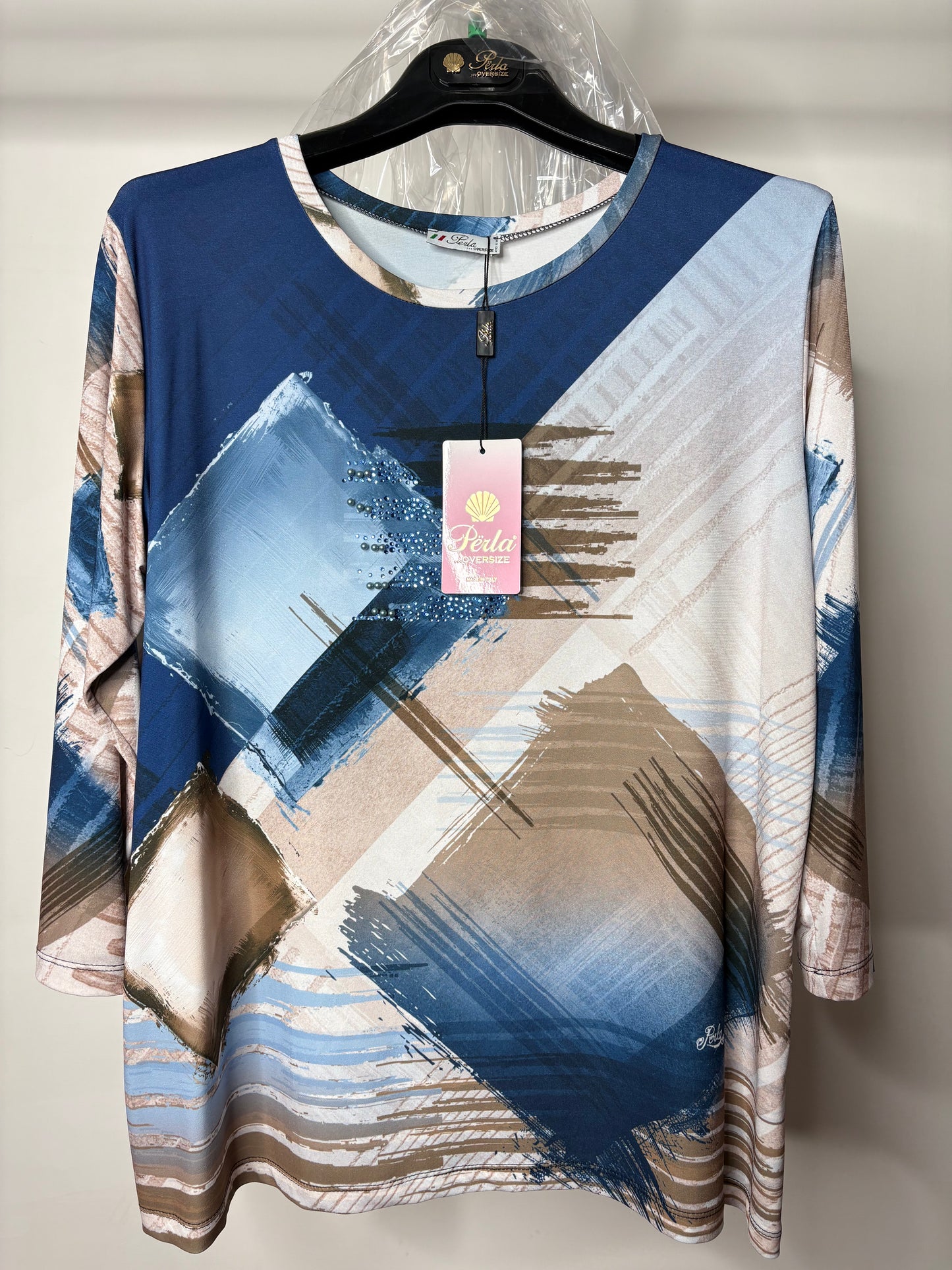 Maglia Fantasia, Perla - Blu