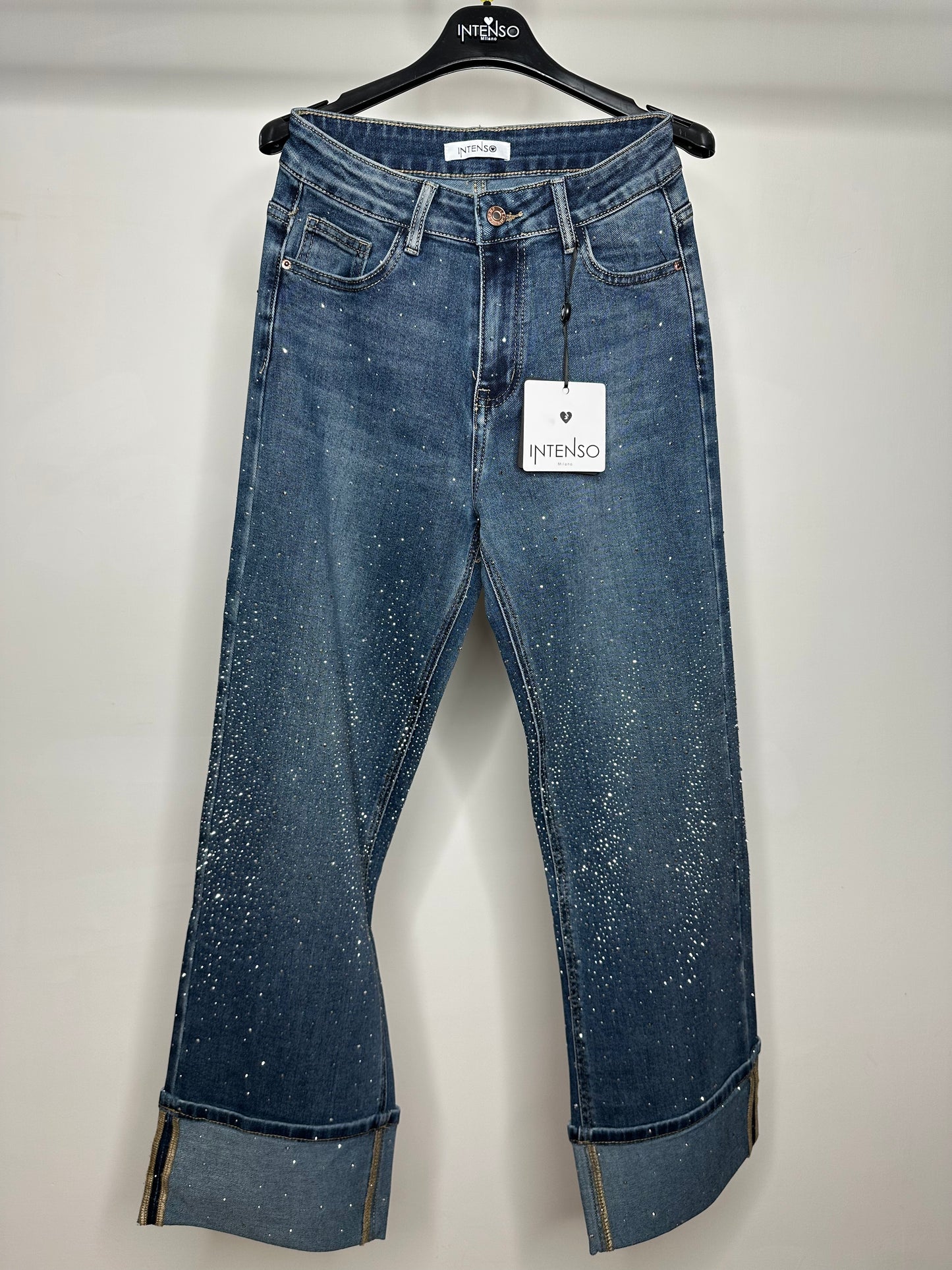 Jeans Baggy con Brillantini, Intenso - Jeans