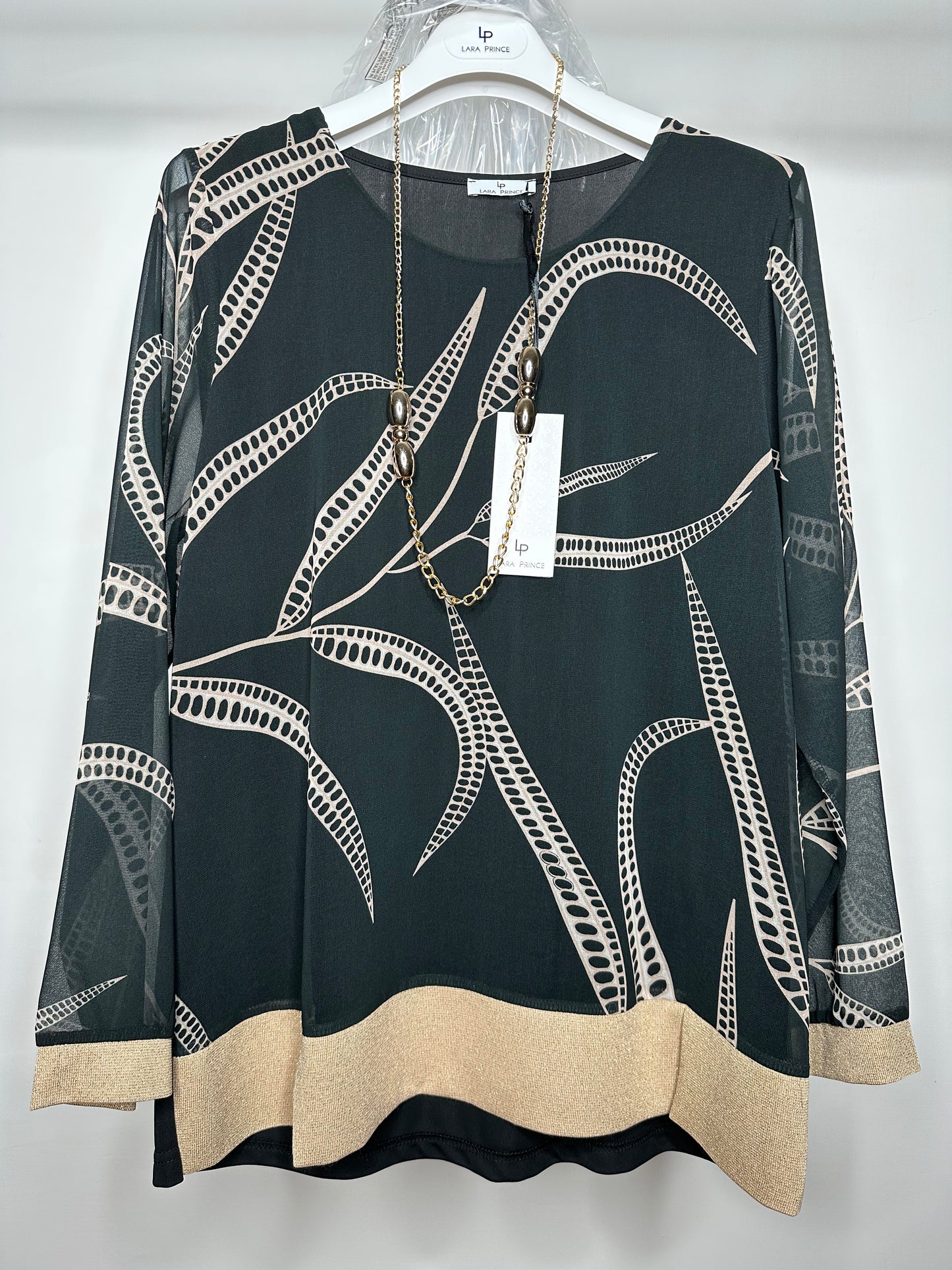 Casacca in Georgette, Lara Prince - Nero e Oro