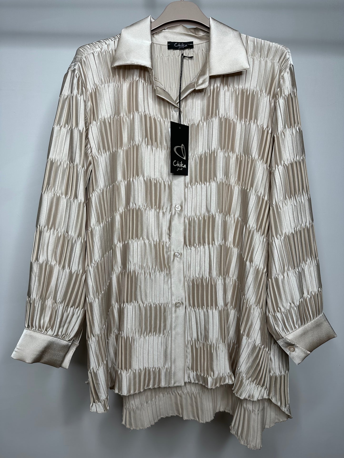 Camicia Plissettata, Chika - Marrone/Nero/Panna
