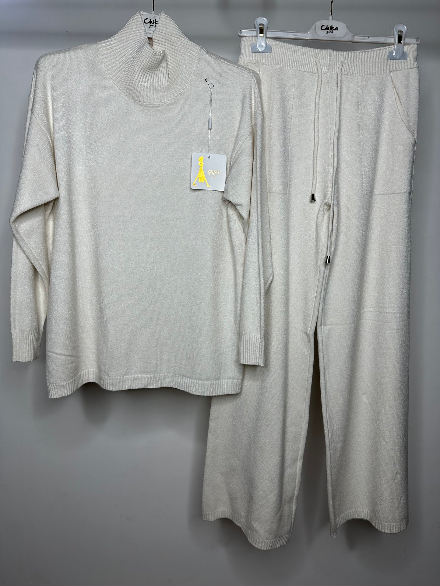 Coordinato di Lana - Bordeaux/Nero/Panna