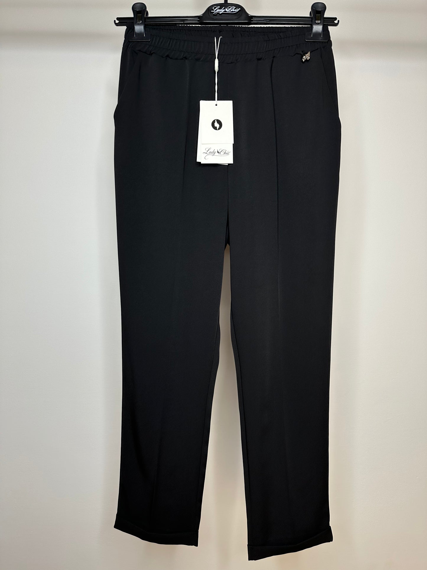Pantaloni con Elastico in Vita, Lady Chic - Blu/Nero