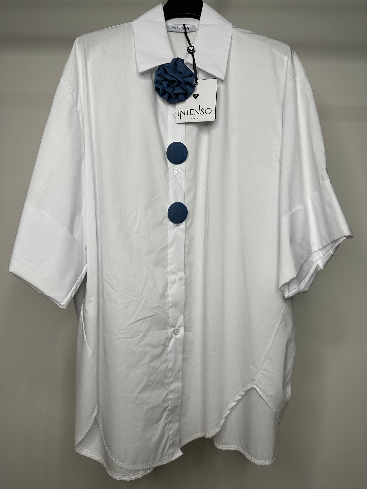Camicia Over con Bottoni - Azzurro/Bianco