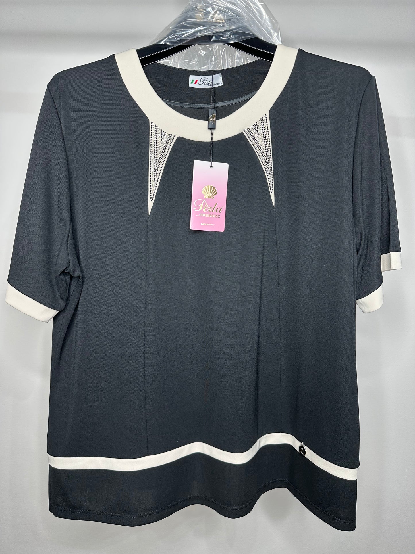Maglia Calibrata con Brillantini - Nero