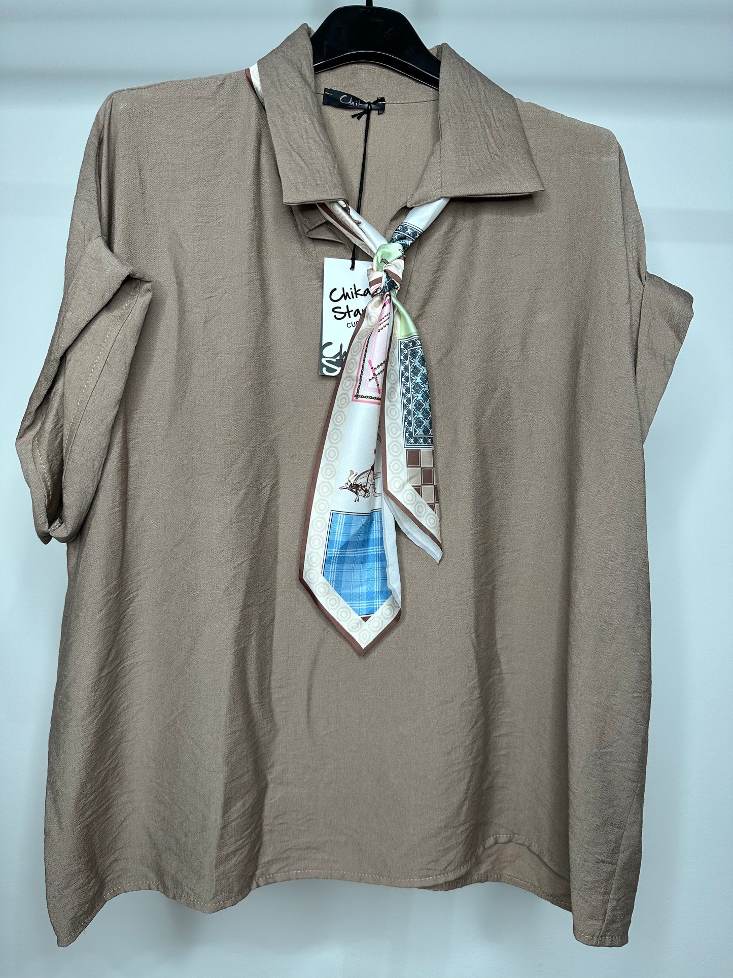 Casacca con Foulard - Verde/Marrone/Beige