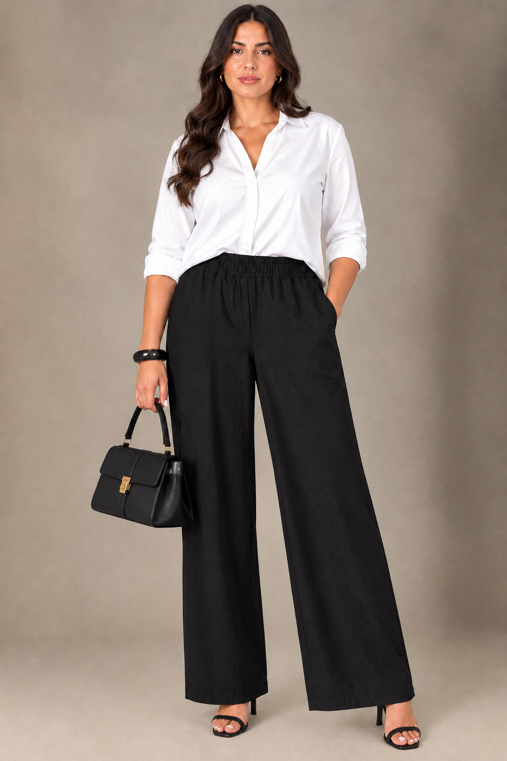 Pantaloni a Palazzo - Blu/Marrone/Nero