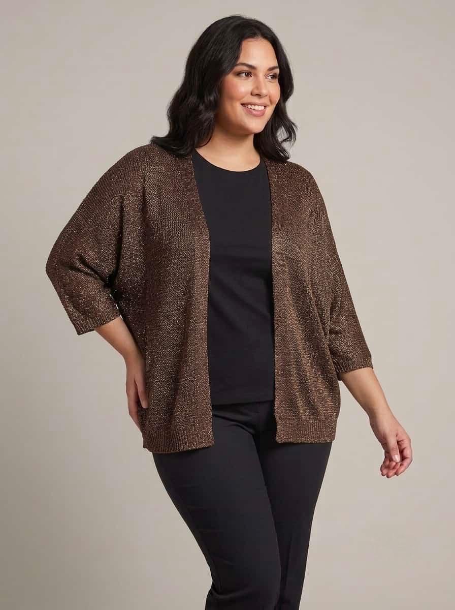 Maglia aperta - Beige/Nero/Oro/Marrone