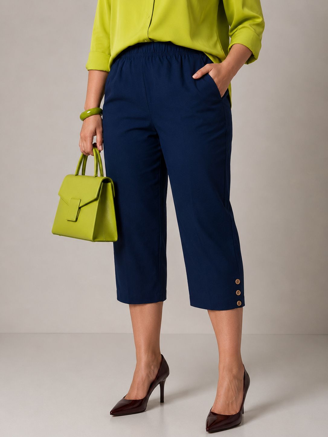 Pinocchietto Over con Bottoncini - Marrone/Blu/Nero