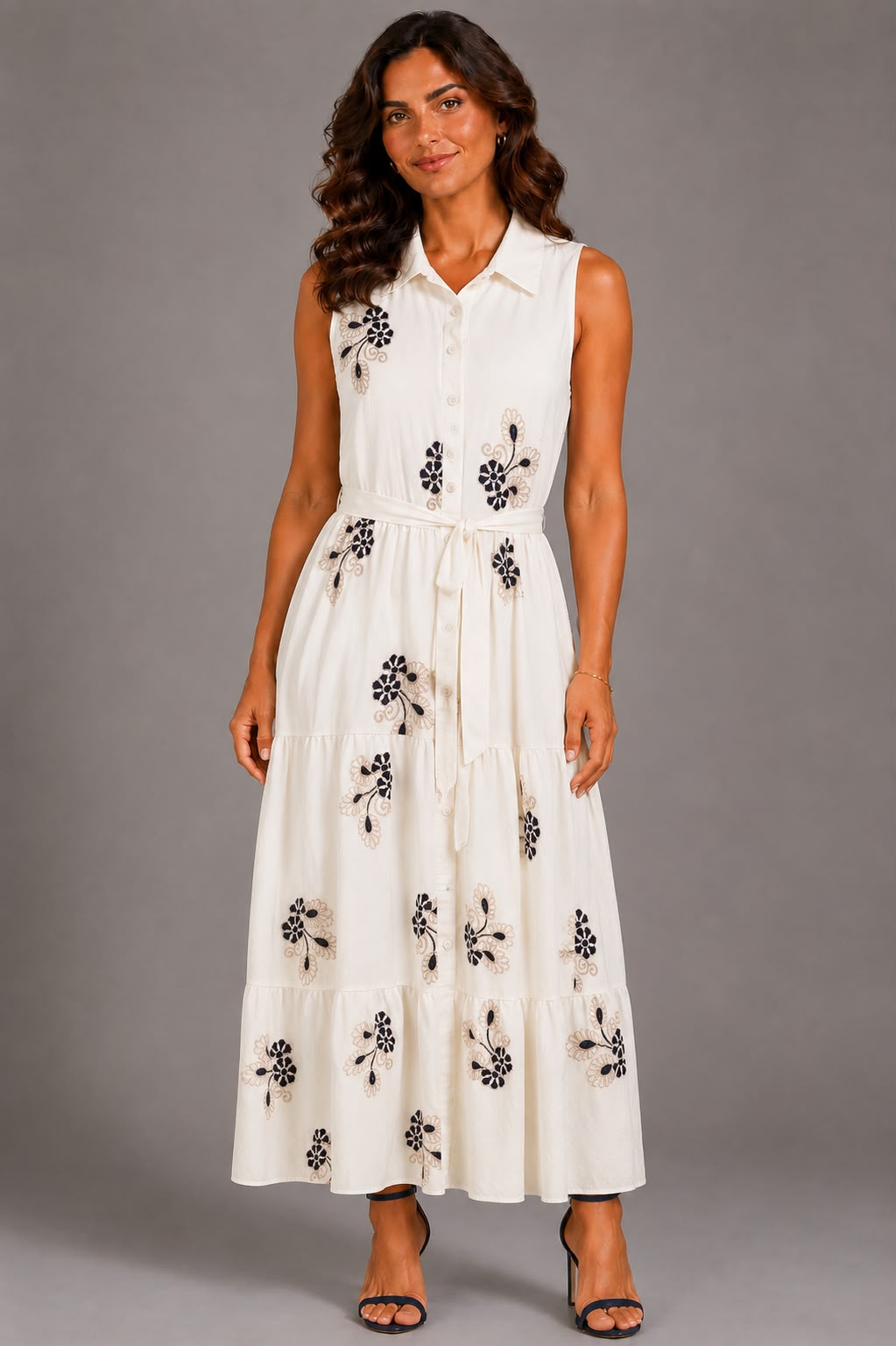 Vestito Lungo Fantasia - Bianco
