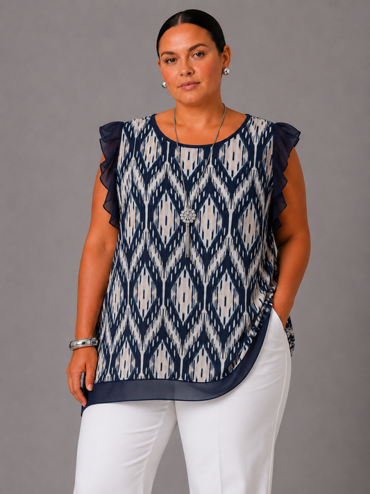 Maglia Over con Collana - Blu