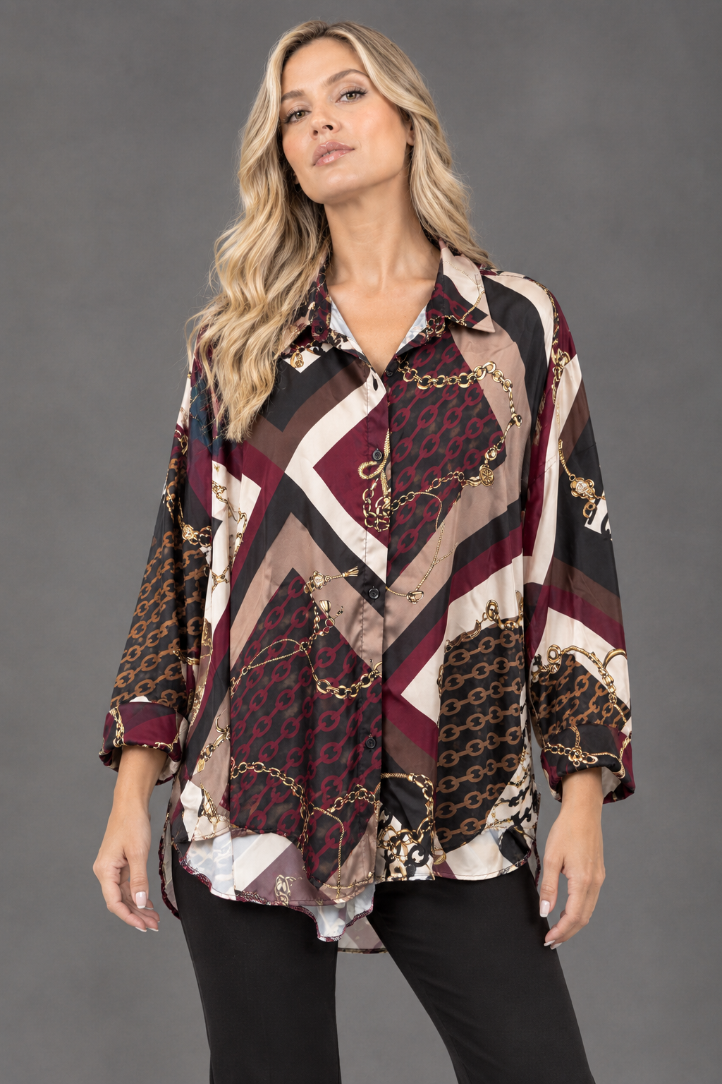 Camicia fantasia - Nero/Verde/Bordeaux