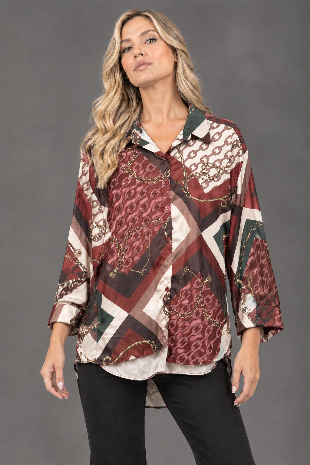 Camicia fantasia - Nero/Verde/Bordeaux