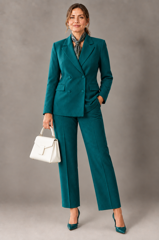 Tailleur con foulard - Petrolio