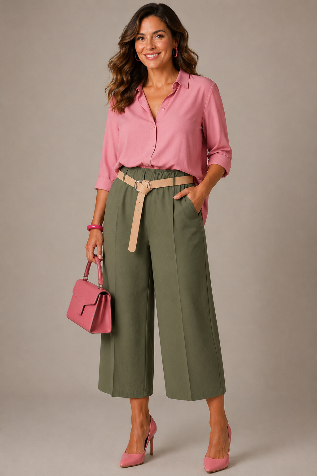 Pantaloni Modello Pescatore con Cinta - Verde/Marrone/Blu