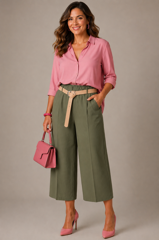 Pantaloni Modello Pescatore con Cinta - Verde/Marrone/Blu