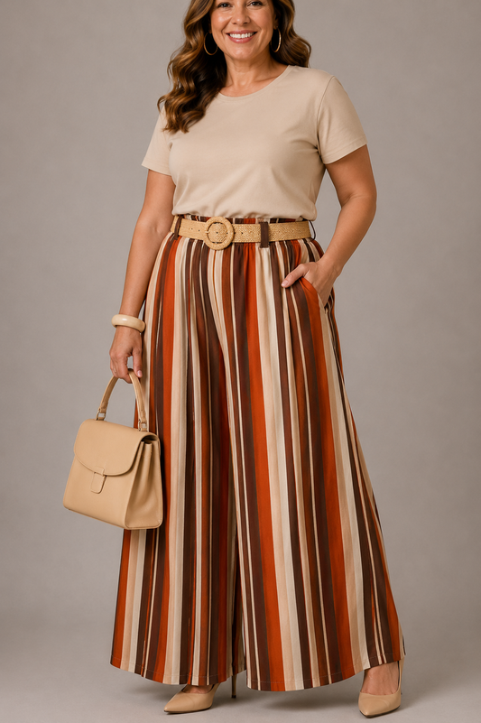 Pantaloni a Righe - Arancione/Blu/Marrone