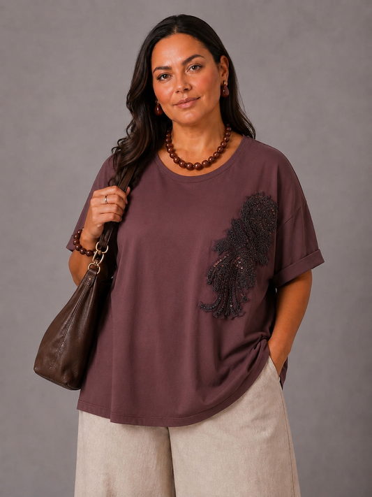 Maglia con Paillettes - Marrone