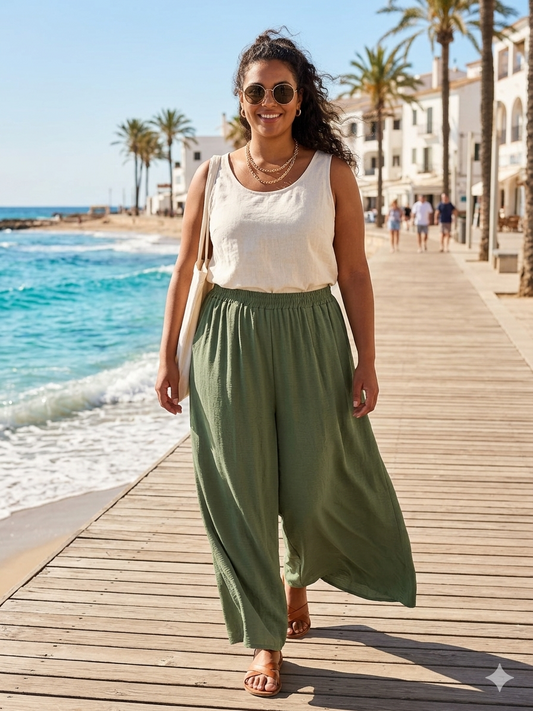 Pantaloni di Lino - Verde/Blu/Marrone/Beige