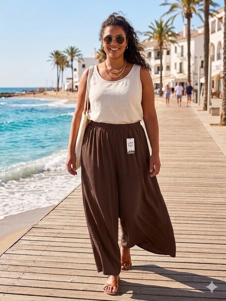 Pantaloni di Lino - Nero/Verde/Blu/Marrone/Beige