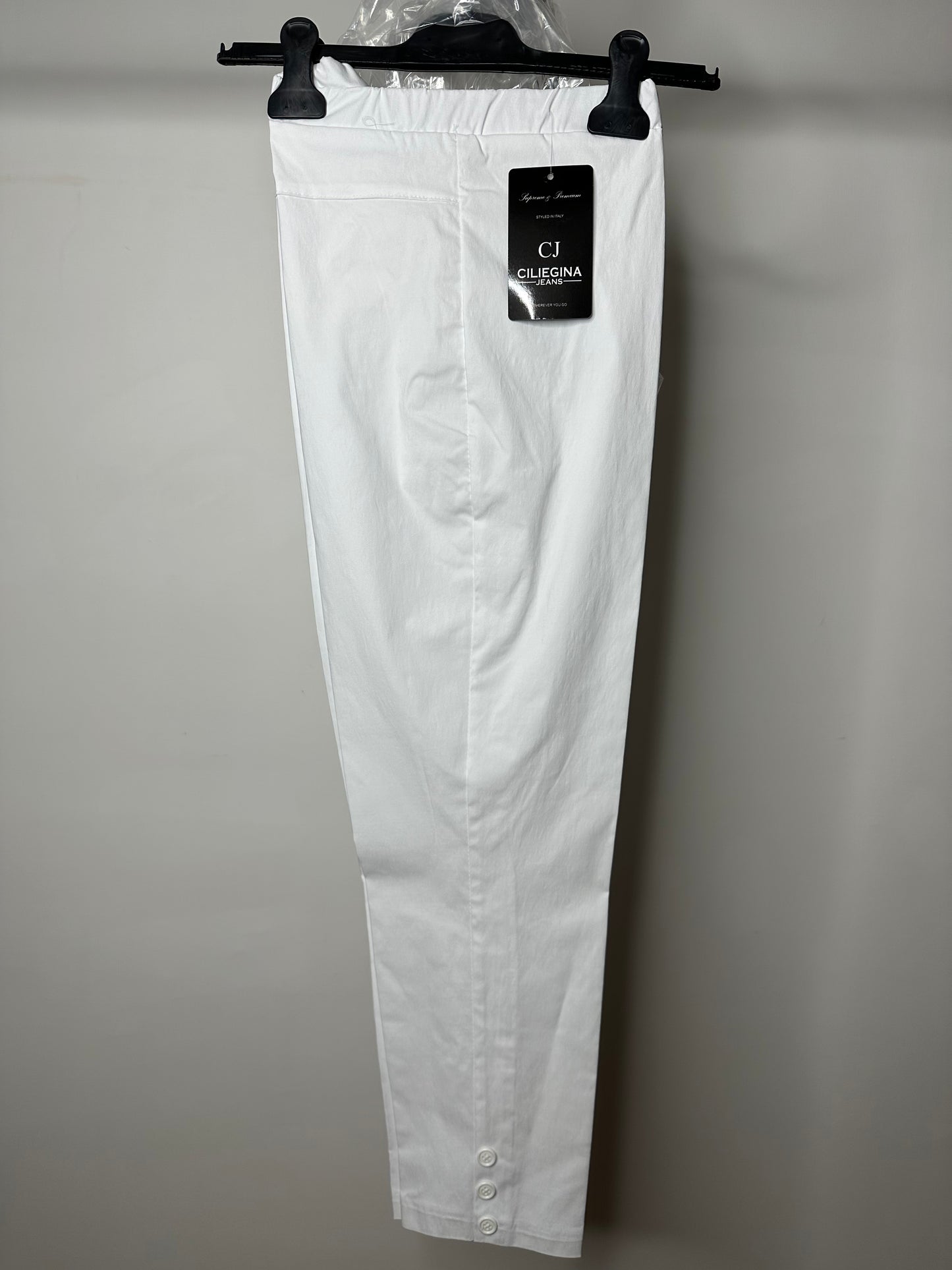 Pantaloni con Bottoncini alla Caviglia, Moda Più - Cobalto/Nero/Blu/Bianco/Lilla