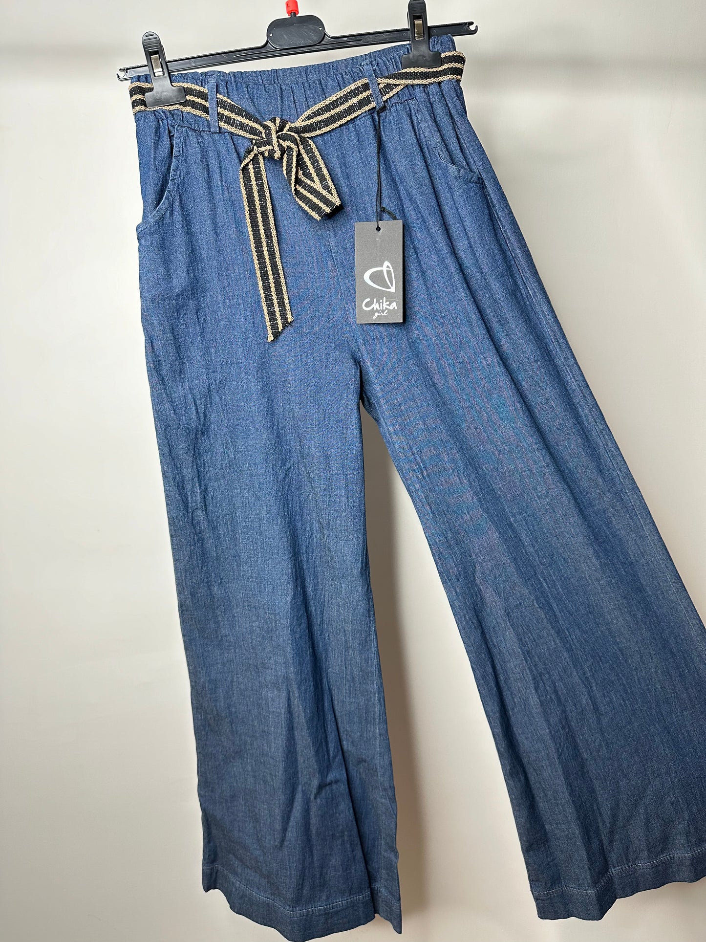 Pantaloni Palazzo di Chambray, Chika - Blu