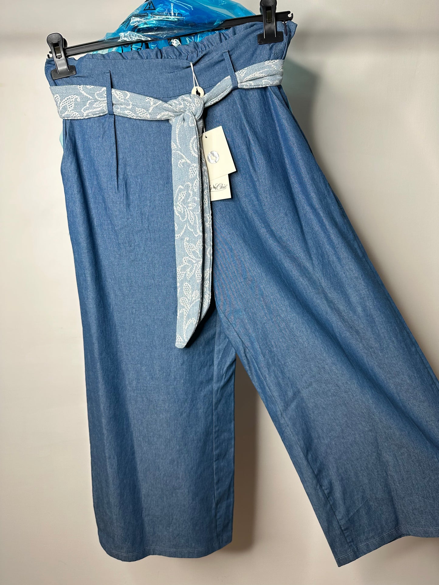 Pantaloni Palazzo di Chambray, Lady Chic - Blu