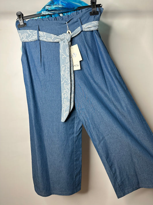 Pantaloni Palazzo di Chambray, Lady Chic - Blu