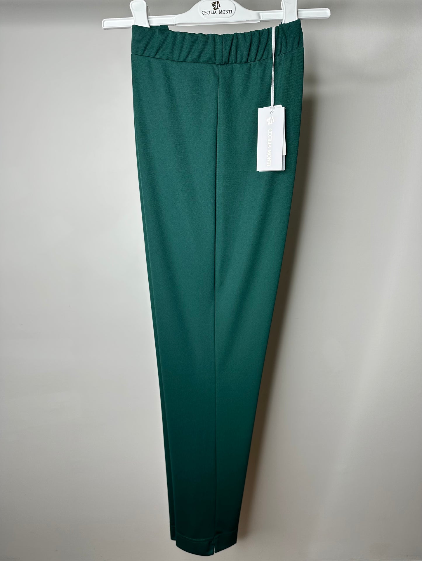 Pantaloni Punto Milano, Cecilia Monti - Verde/Bordeaux/Nero