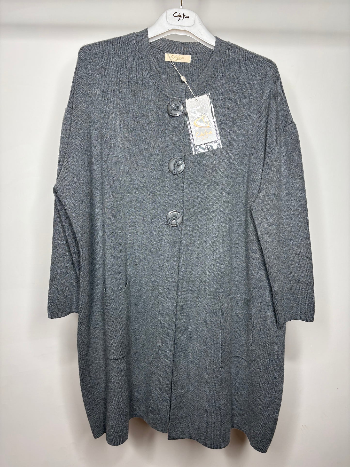 Cardigan con Tasche, Chika - Verde/Grigio/Nero/Blu