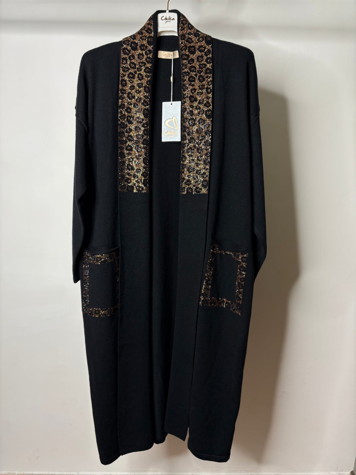 Cardigan Lungo, Chika - Nero/Beige/Fango