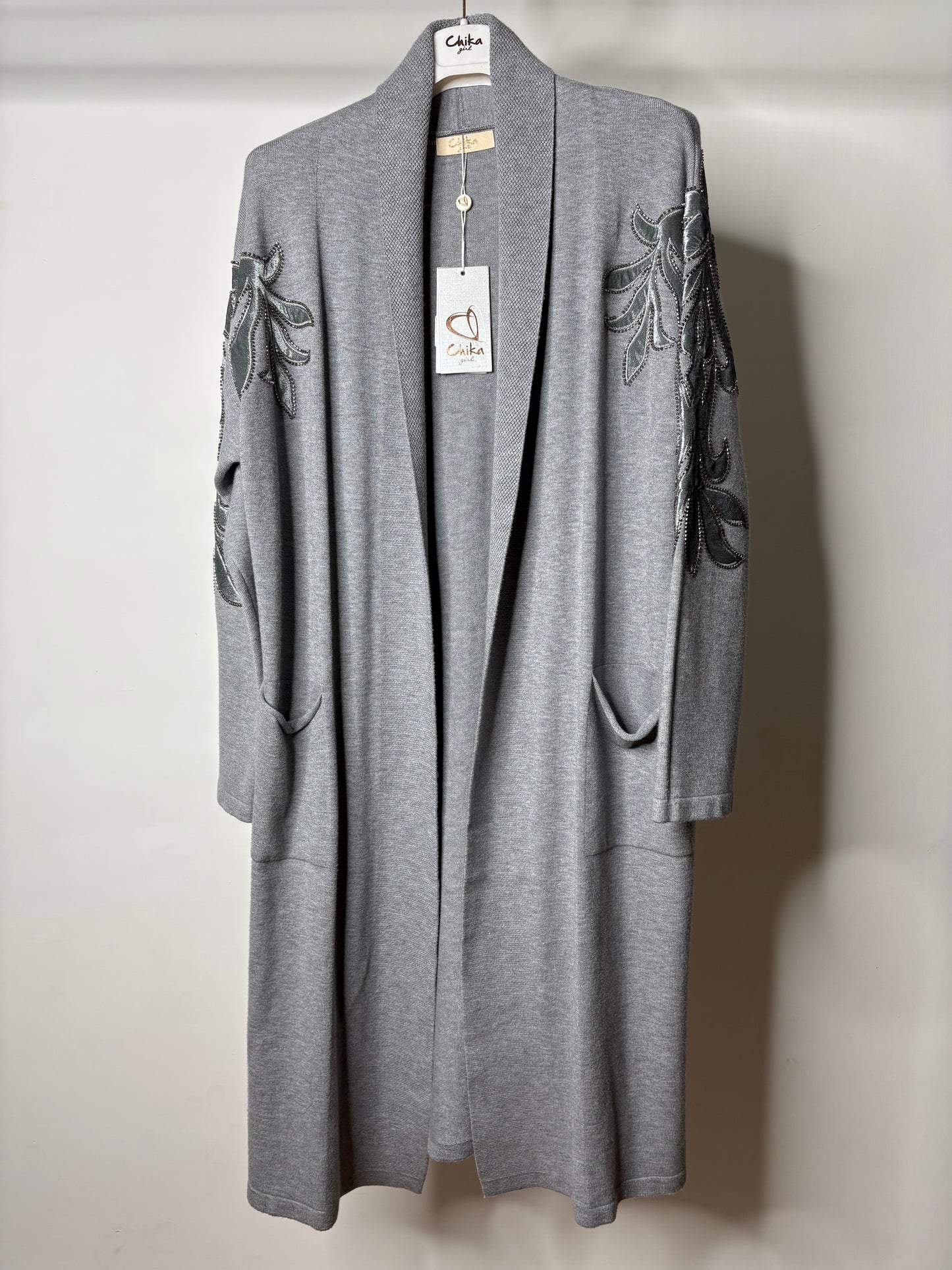 Cardigan Lungo, Chika - Grigio/Fango/Nero