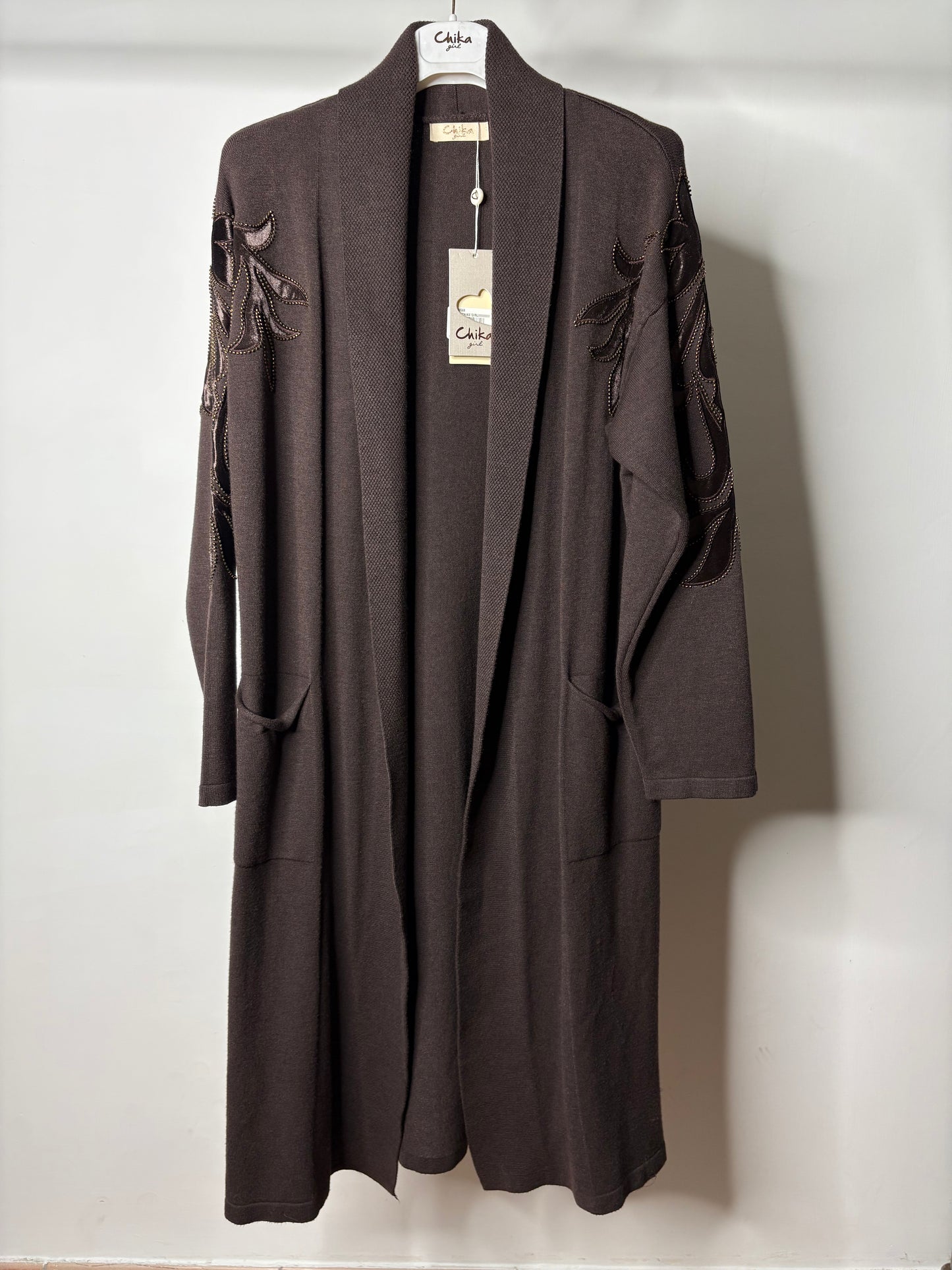 Cardigan Lungo, Chika - Grigio/Fango/Nero