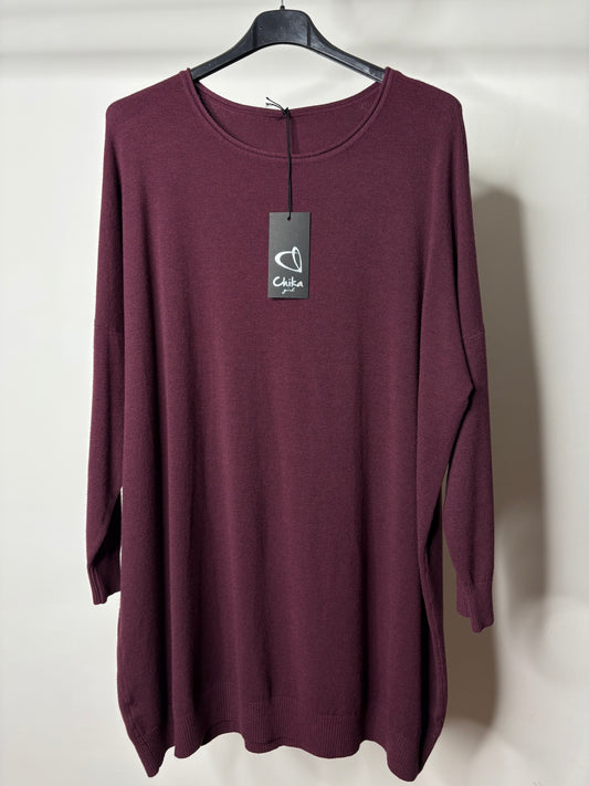 Maglia Over, Chika - Nero/Bordeaux/Beige