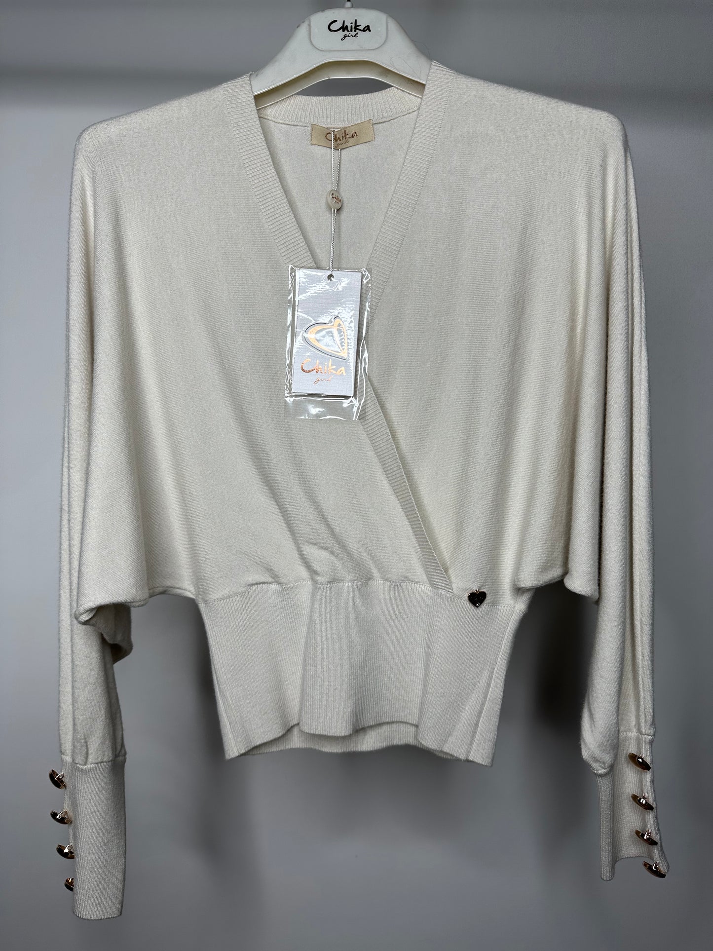 Maglia Incrociata, Chika - Nero/Beige/Azzurro/Porpora/Rosa