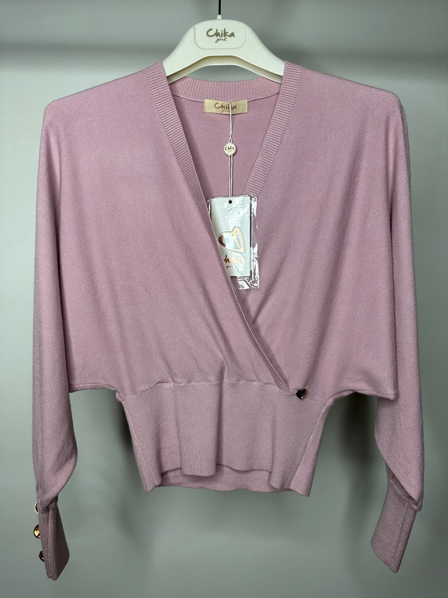 Maglia Incrociata, Chika - Nero/Beige/Azzurro/Porpora/Rosa