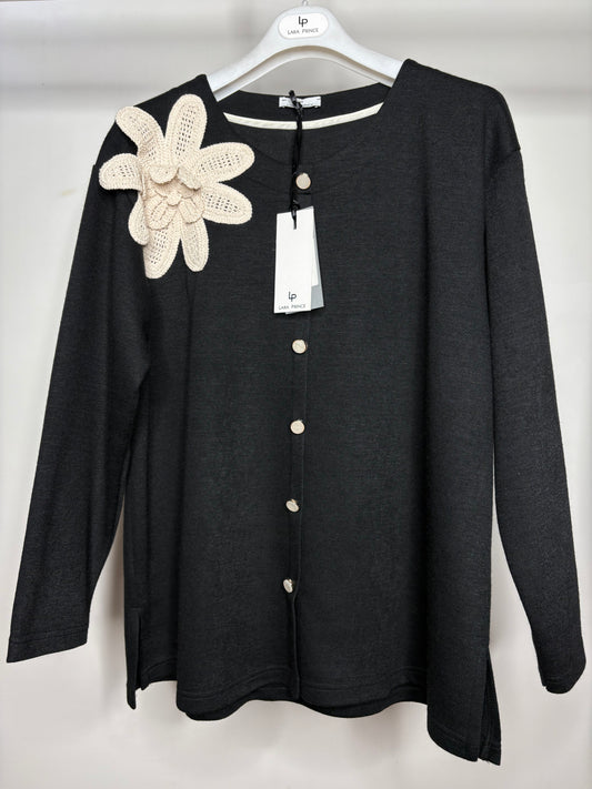 Maglia con Bottoni, Lara Prince - Nero/Fango