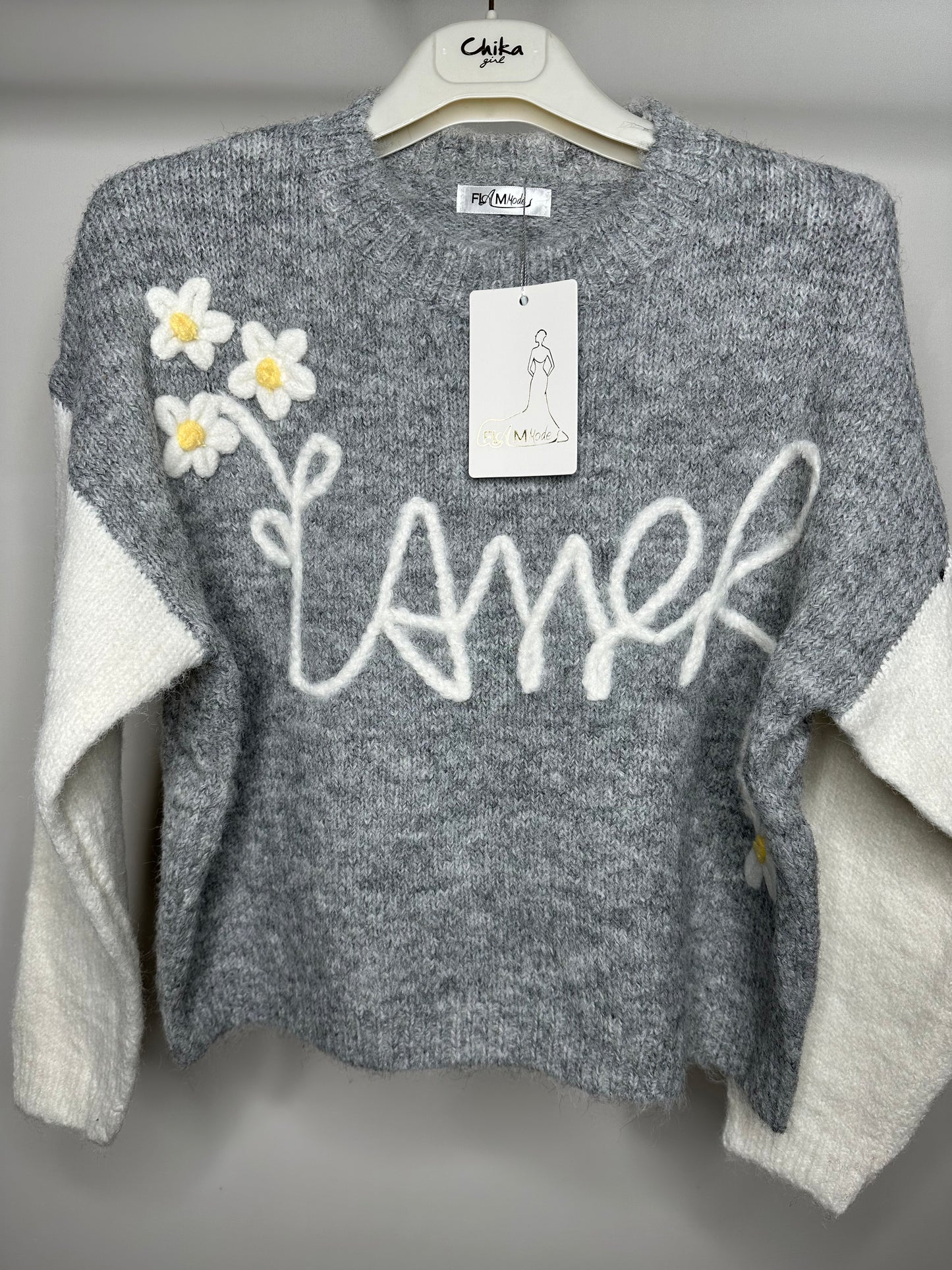 Maglia di Lana - Grigio/Rosa/Nero