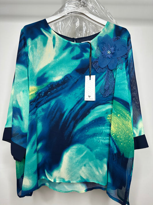 Casacca Calibrata in Georgette, Lara Prince - Blu
