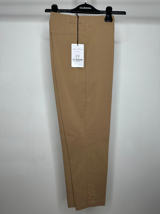 Pantaloni con 3 Bottoncini alla Caviglia, Ciliegina - 4 Colori