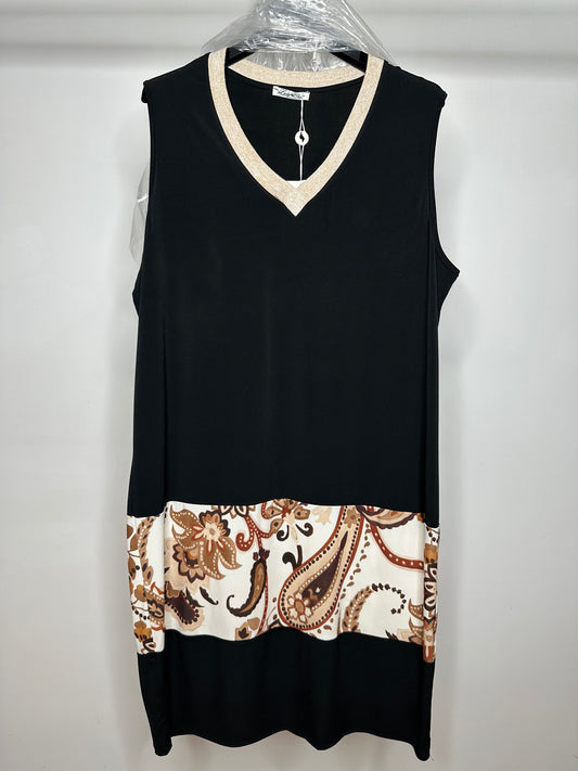 Vestito Collo a Punta, Lady Chic - Nero/Marrone