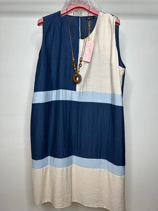 Vestito Calibrato con Collana, Equilibrio - Blu
