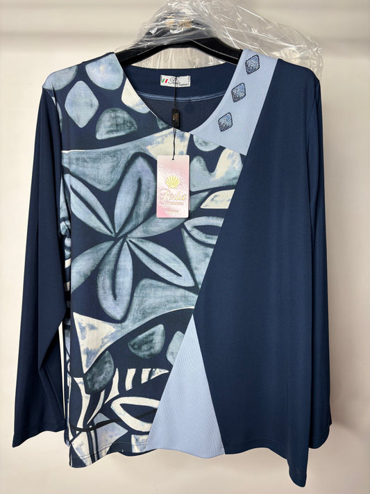 Maglia Fantasia, Perla - Blu