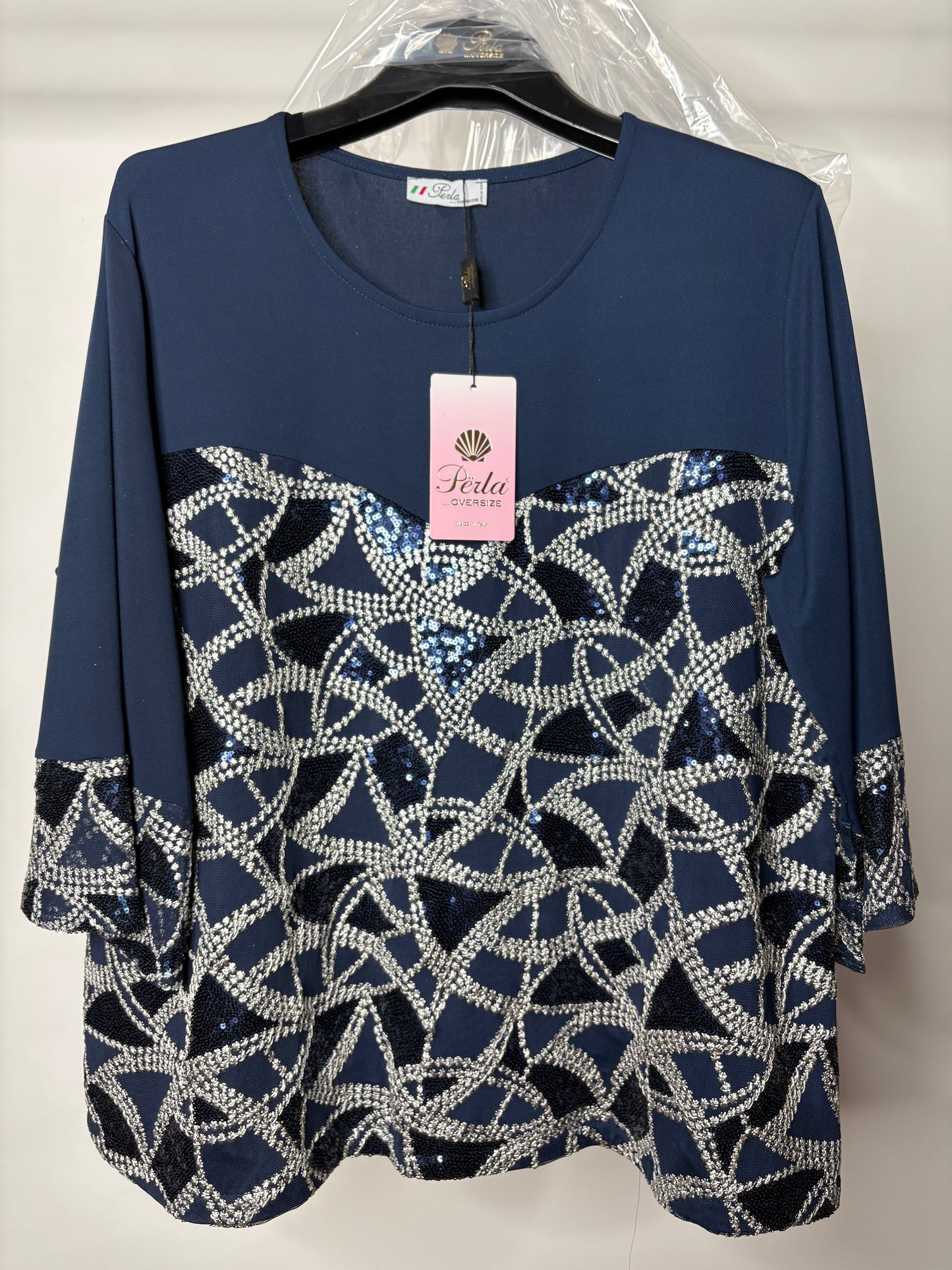 Maglia con Brillantini, Perla - Blu
